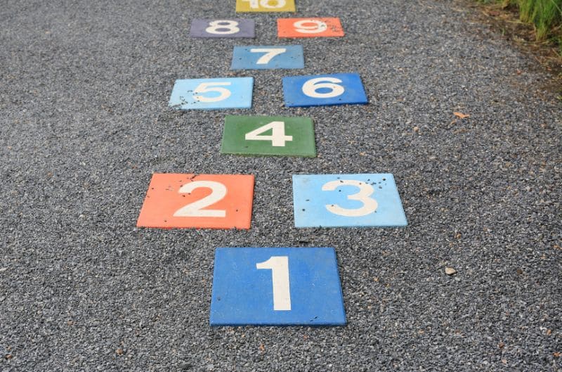 playground marking with numbers 1,2,3,4,5,6,7,8,9